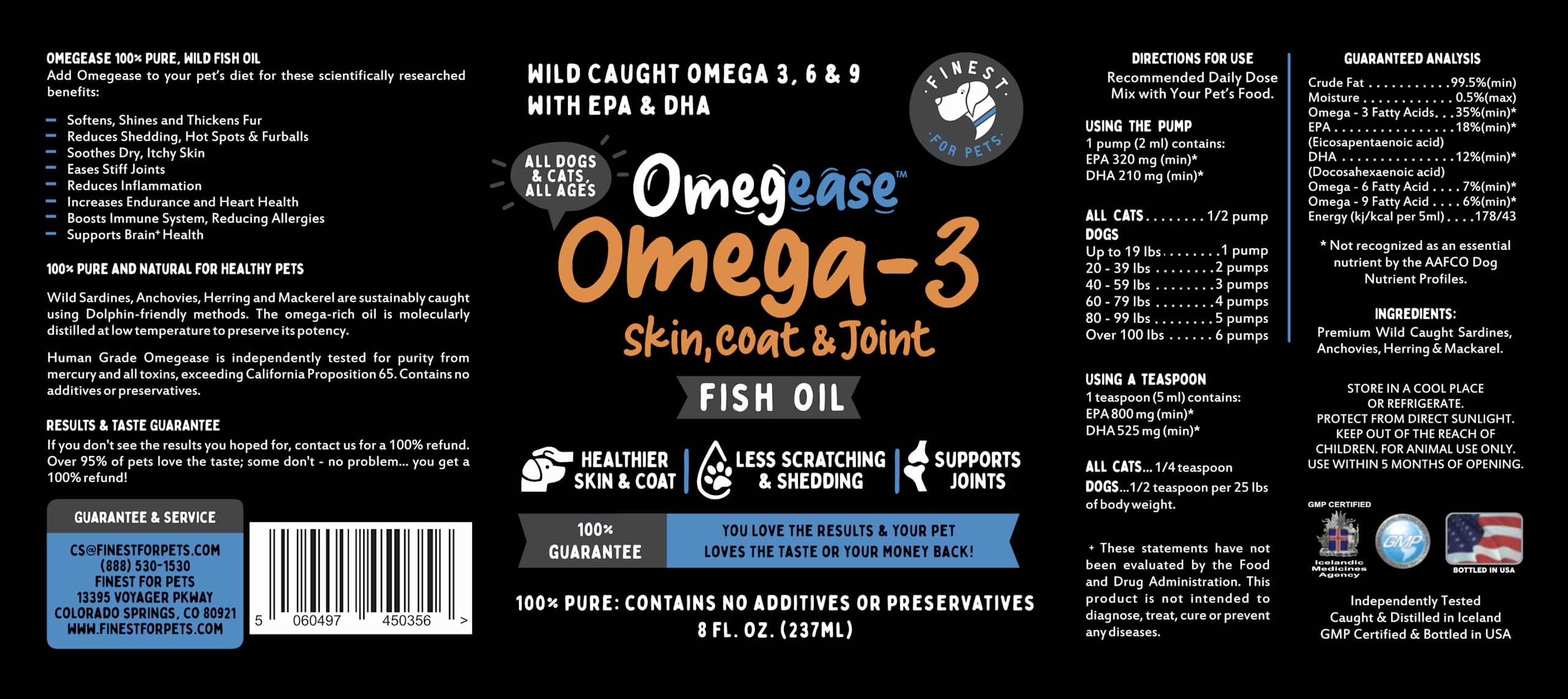 Finest For Pets Omegease : dose quotidienne sur la nourriture