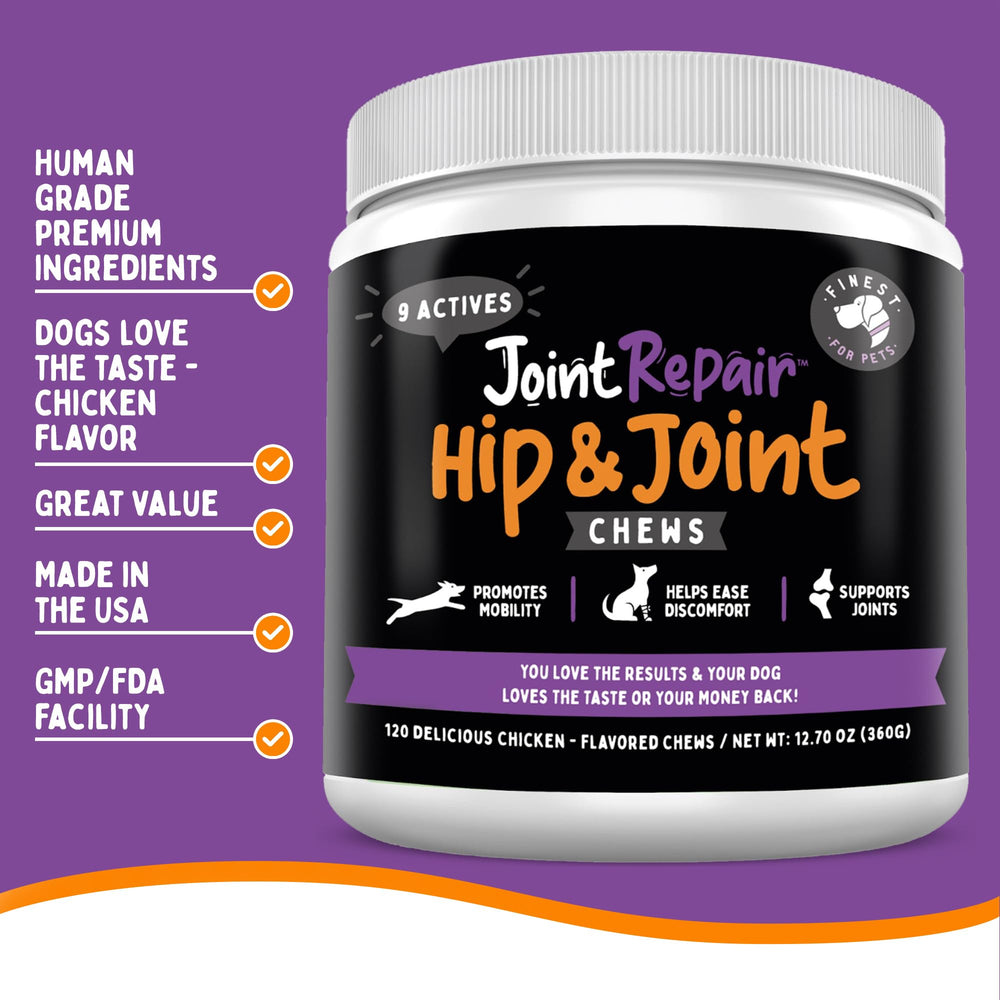 Joint Repair Finest For Pets — ingrédients clés pour soutenir les articulations.