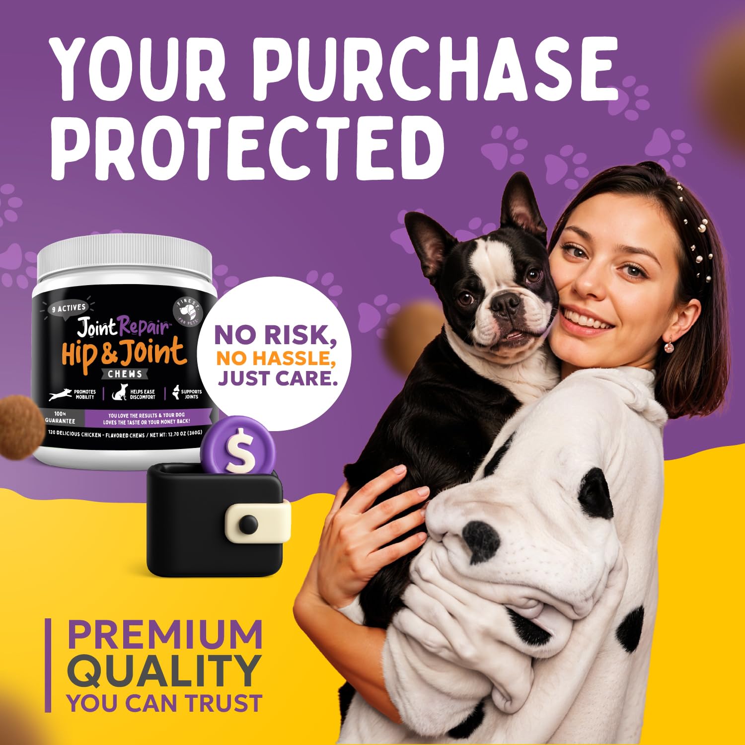 Mobilité quotidienne du chien avec Joint Repair + Hemp Finest For Pets