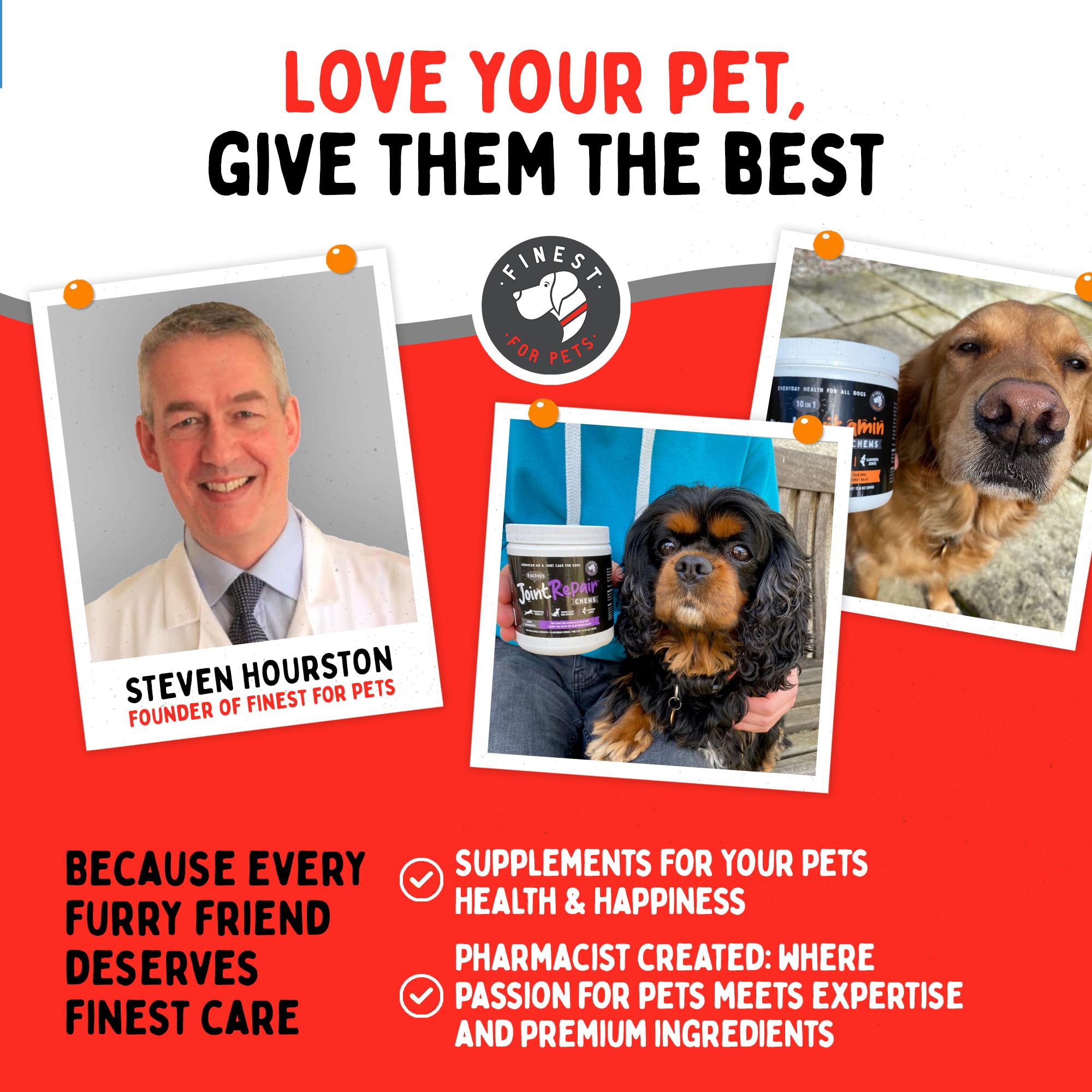 Finest For Pets approbation vétérinaire indiquée sur l’étiquette.