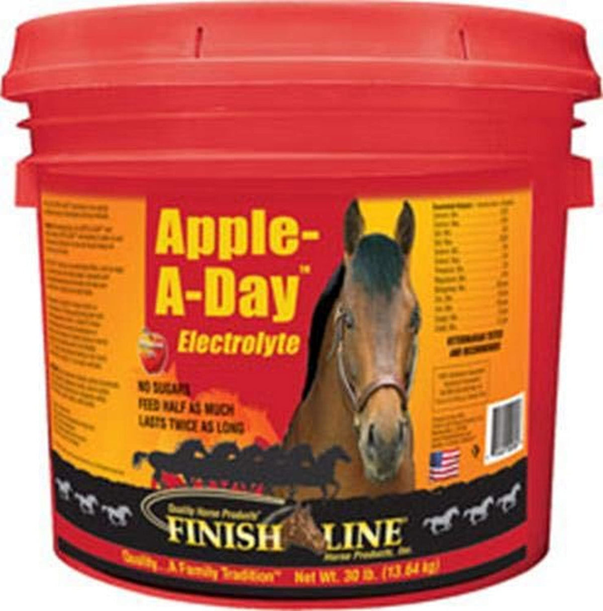 Finish Line Apple A Day – poudre électrolyte pour chevaux, soutien à l'hydratation lors de l'entraînement