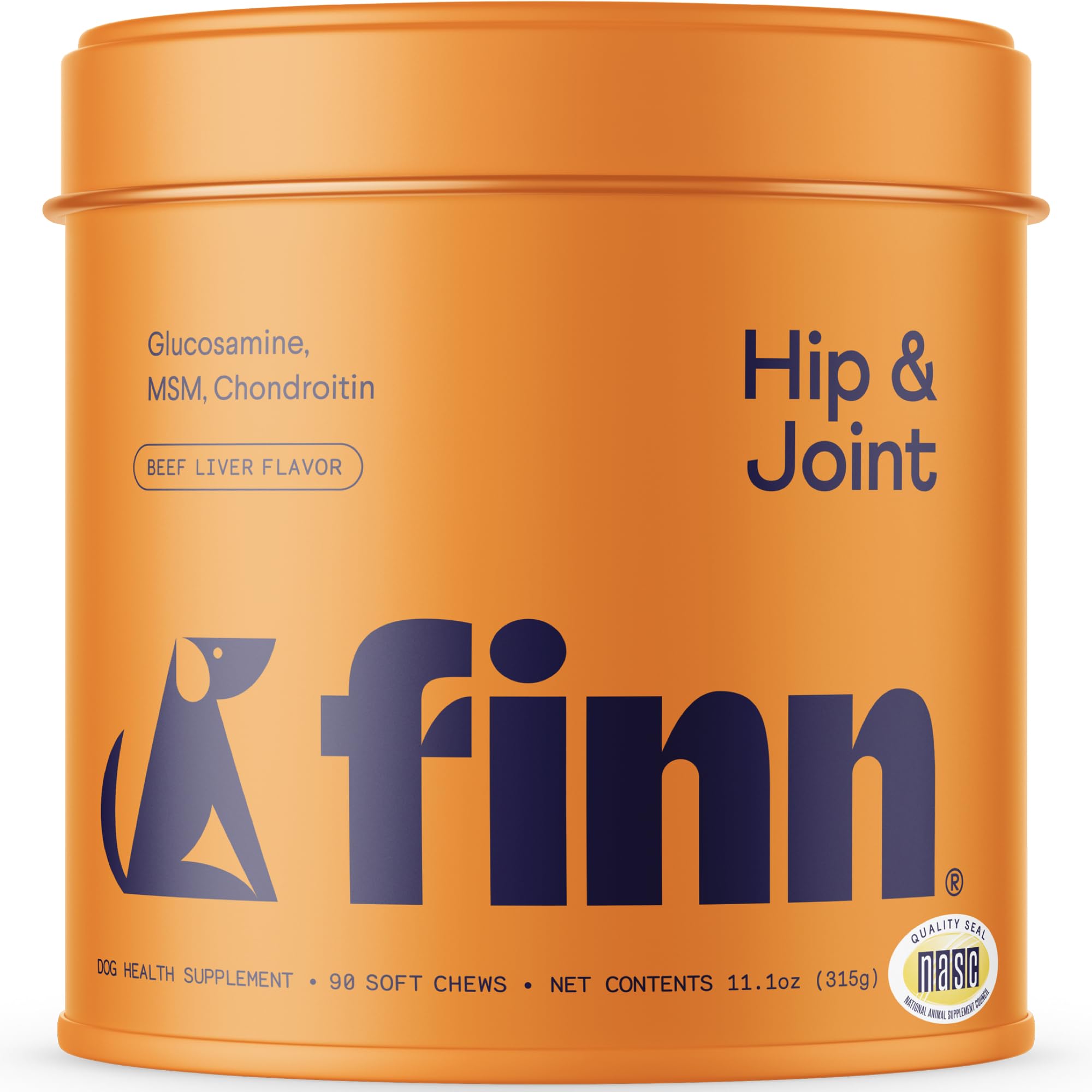 Finn: bouteille montrant le soutien articulaire pour chiens
