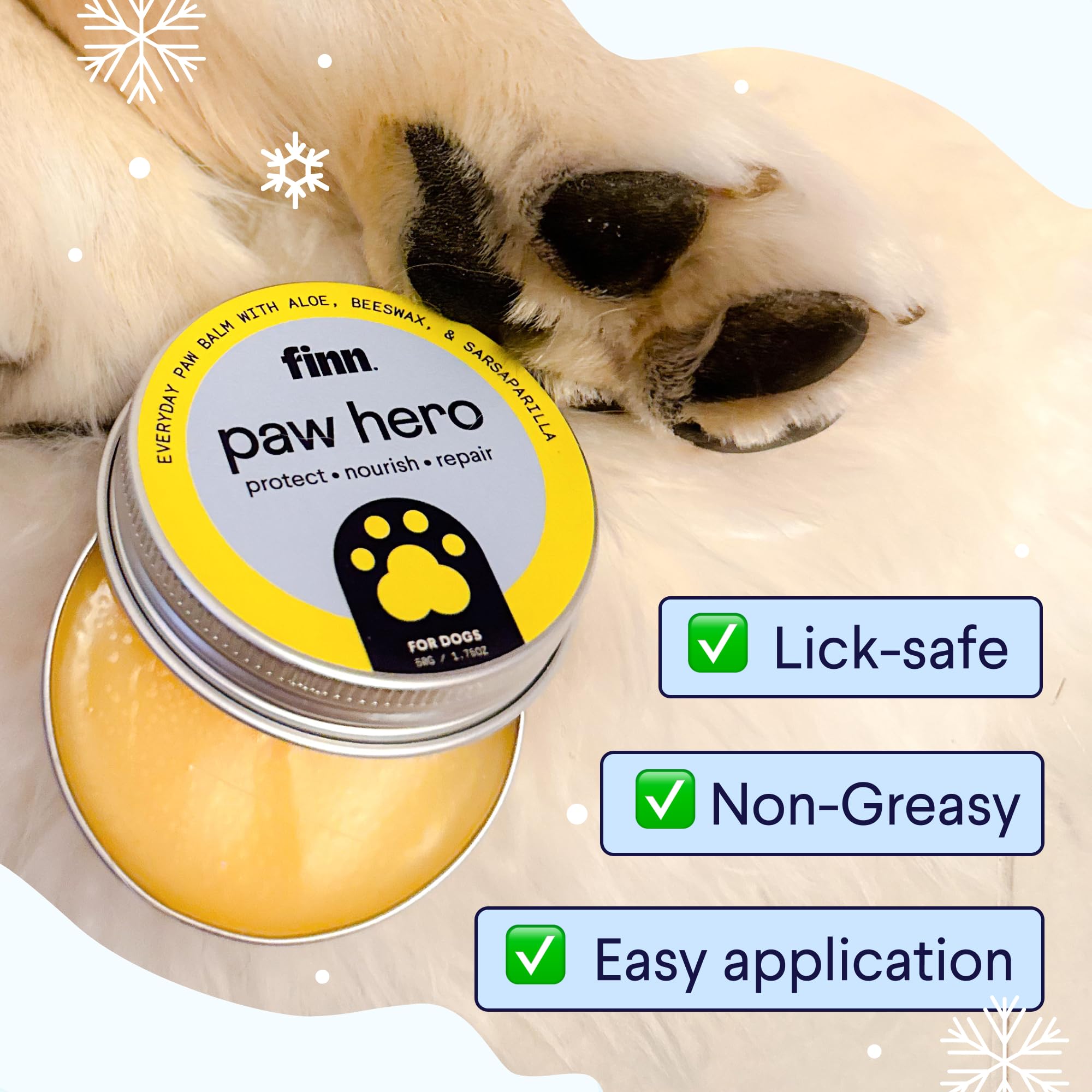 Finn Paw Hero contient aloé véra et vitamine E pour le confort