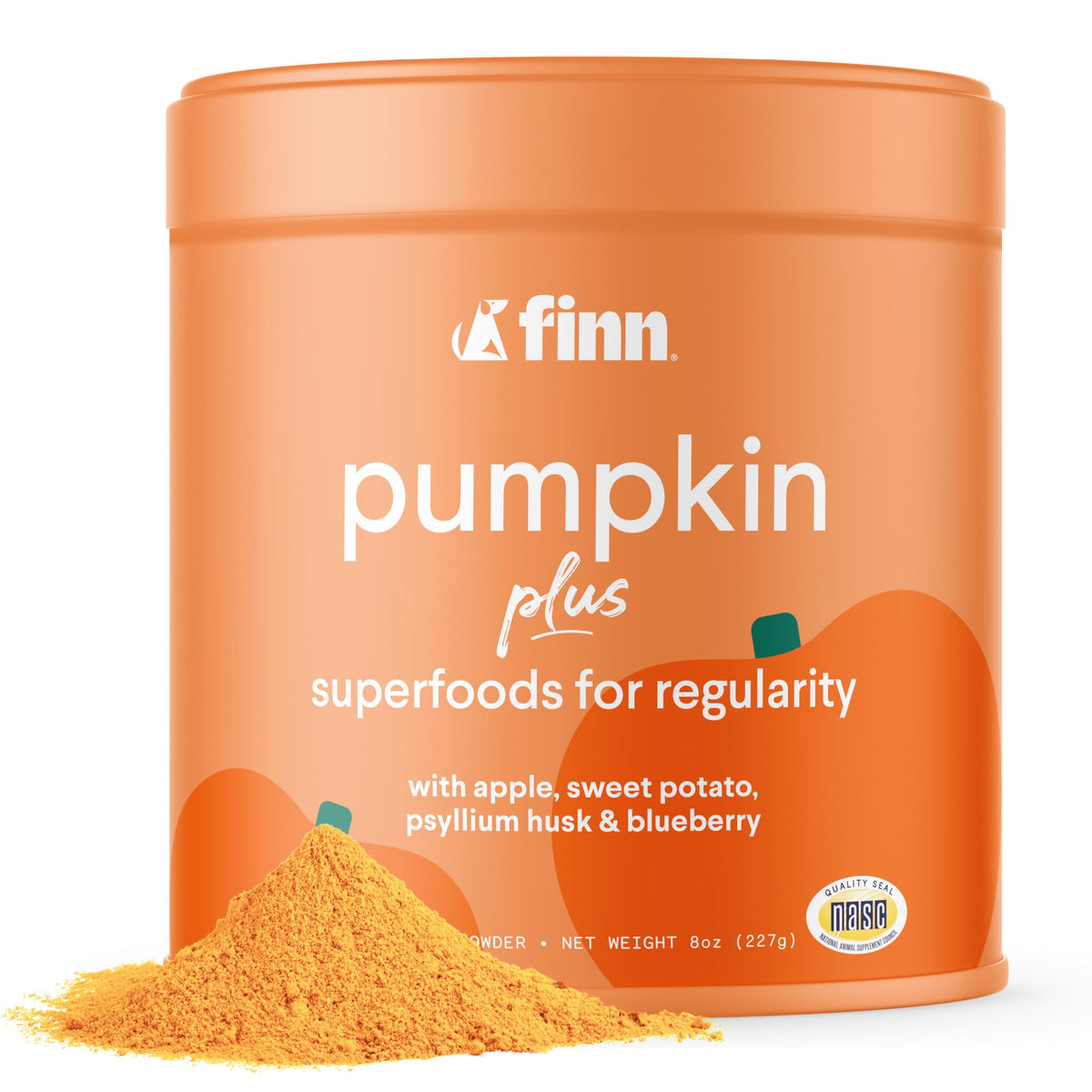 Finn Pumpkin Plus dans une bouteille prête à verser pour le soutien digestif.