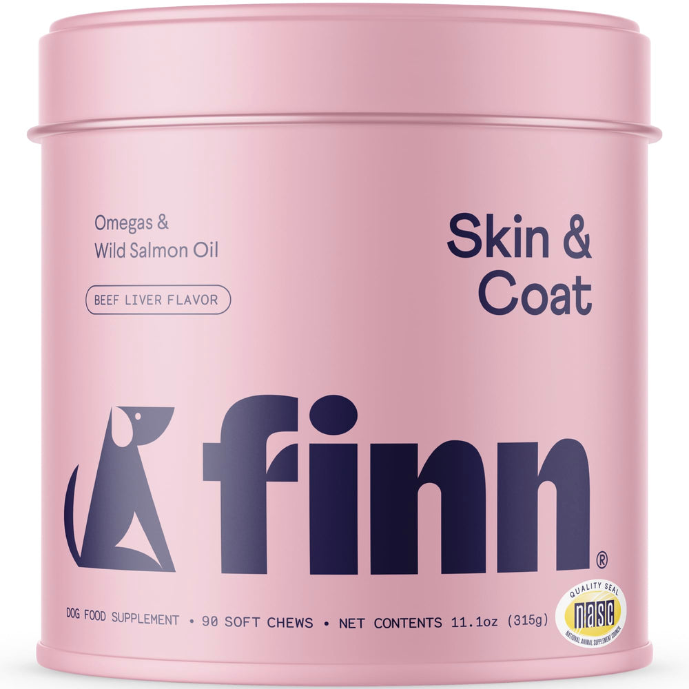 Finn Skin & Coat – bouteille huile saumon, pelage sain et brillant.