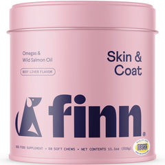 Finn Skin & Coat – bouteille huile saumon, pelage sain et brillant.