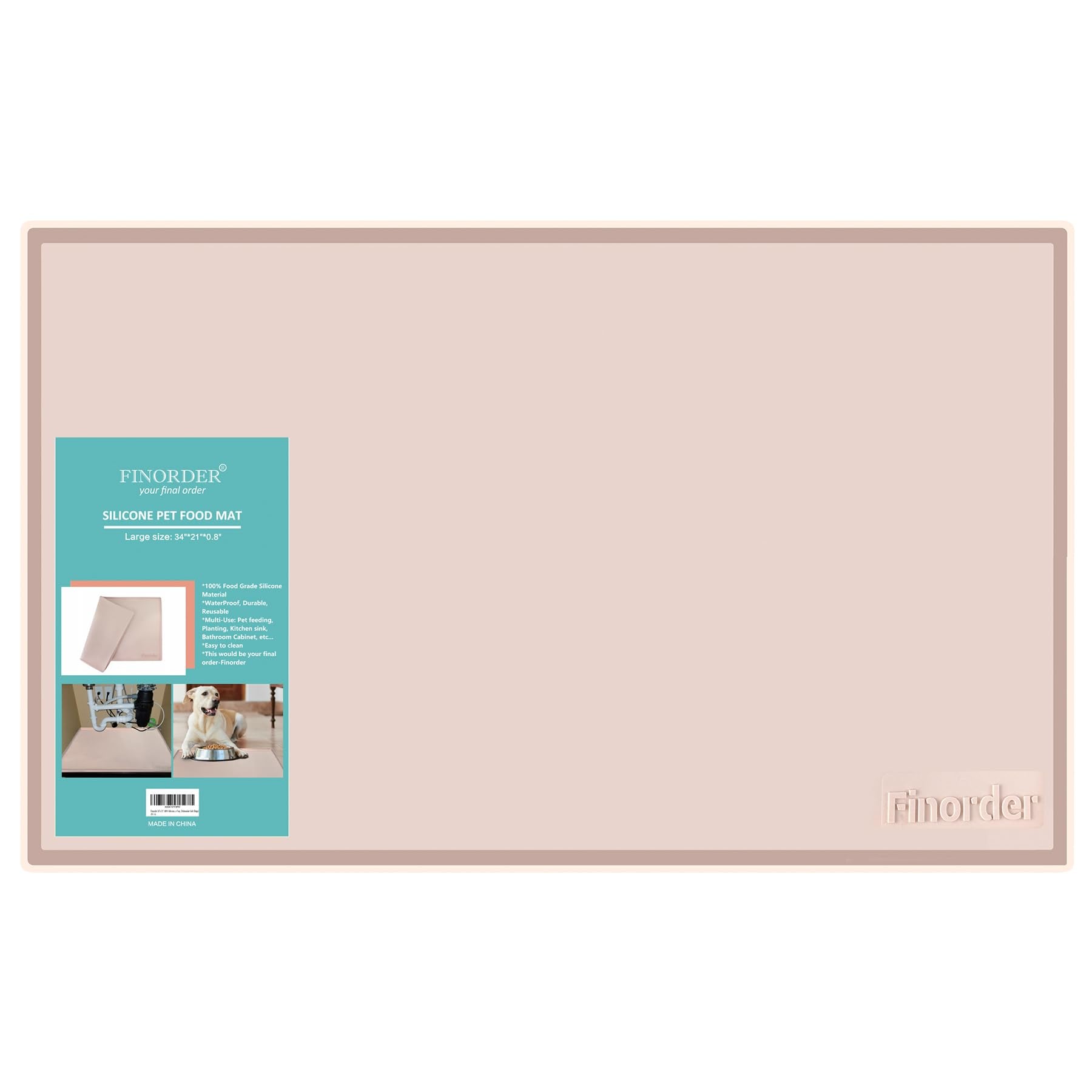 Tapis Finorder grand format pour nourriture animale, pratique pour plusieurs bols.