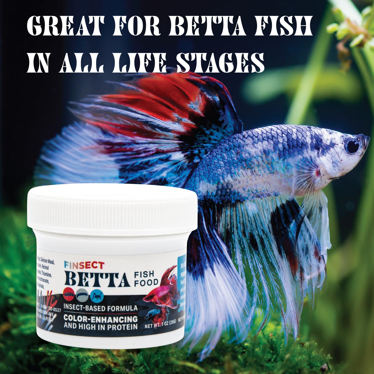 Emballage Finsect Betta durable et pratique pour le stockage.