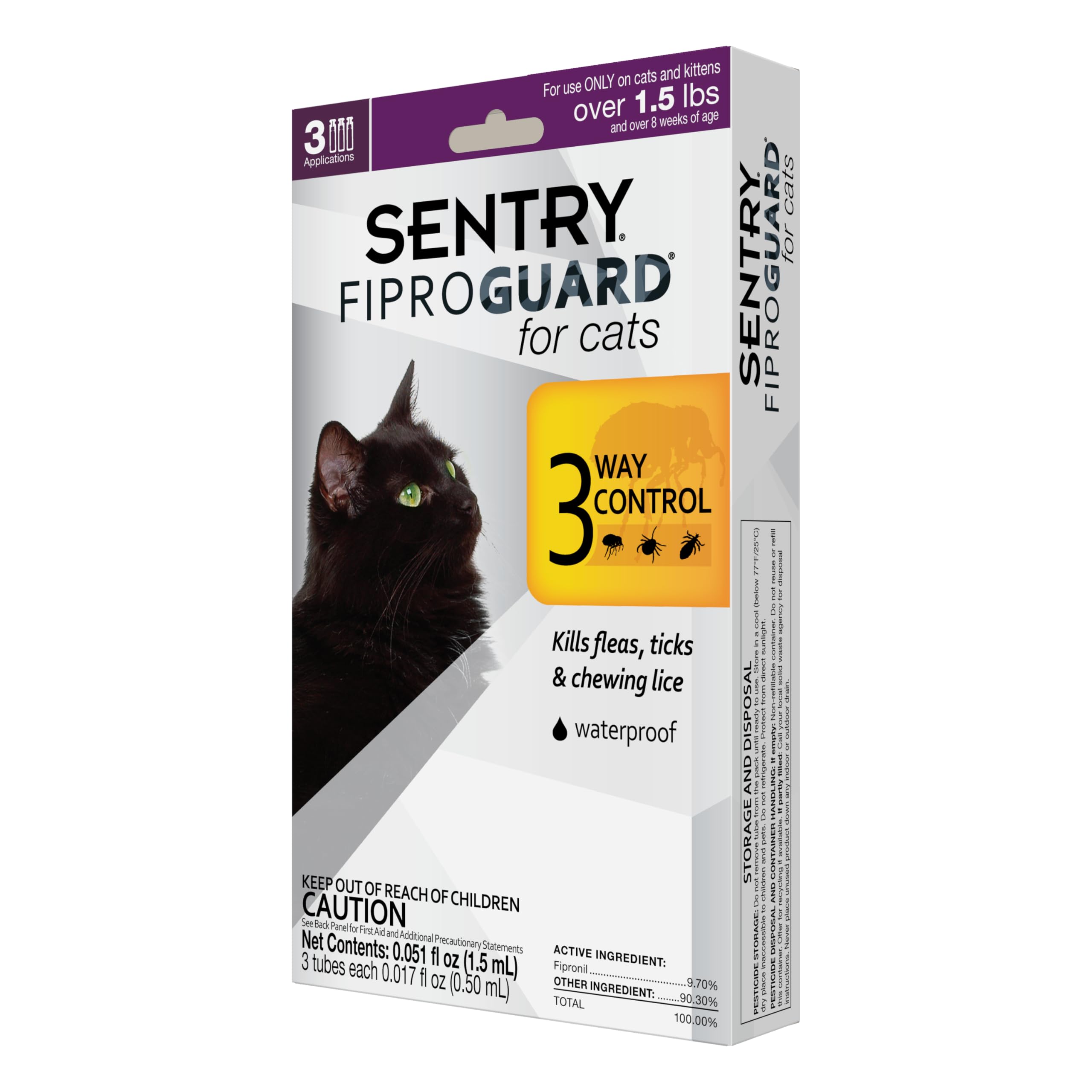 Fiproguard pour chats, application sur le dos, pratique et discrète