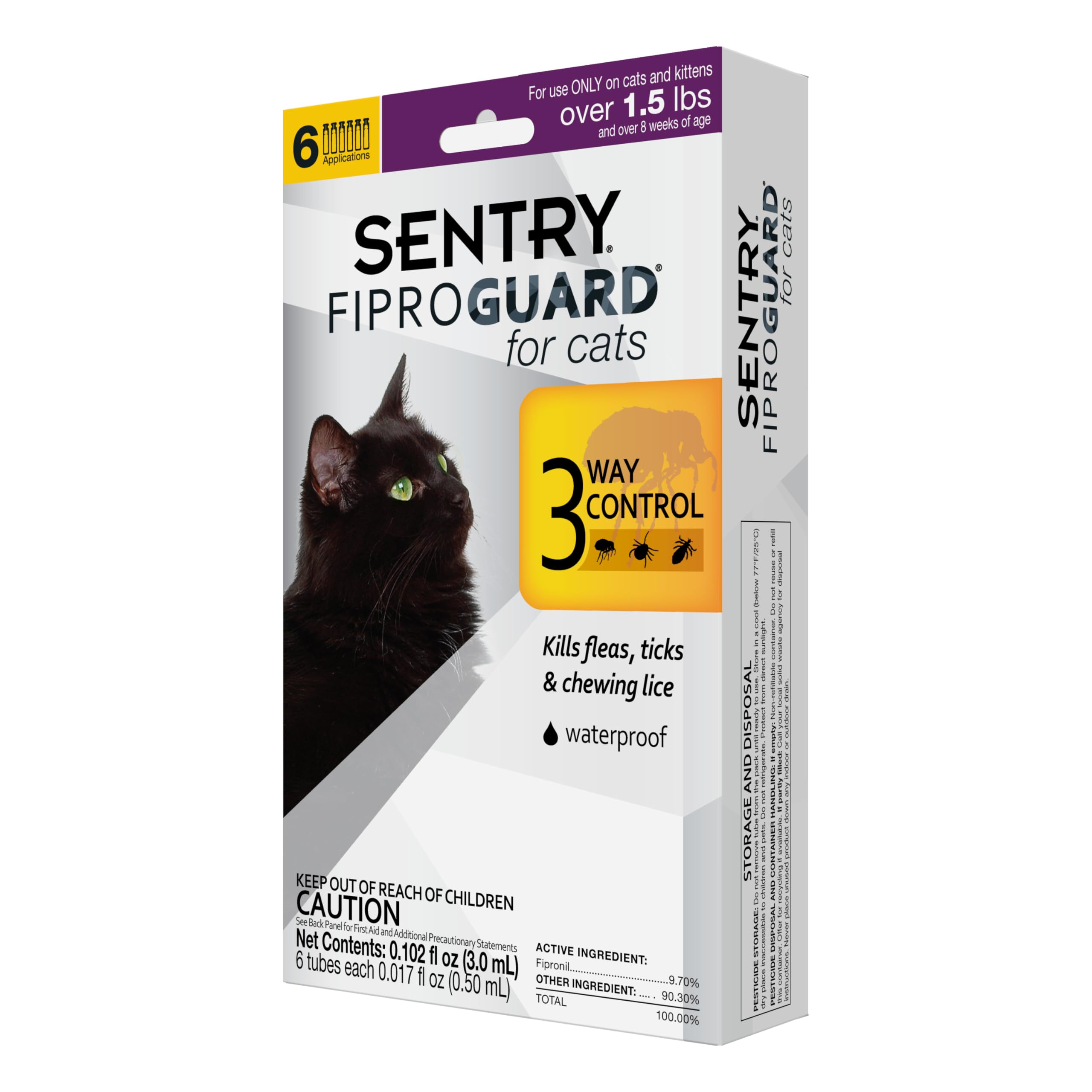 SENTRY FIPROGUARD chat-traitement-topique: protection contre puces et tiques.