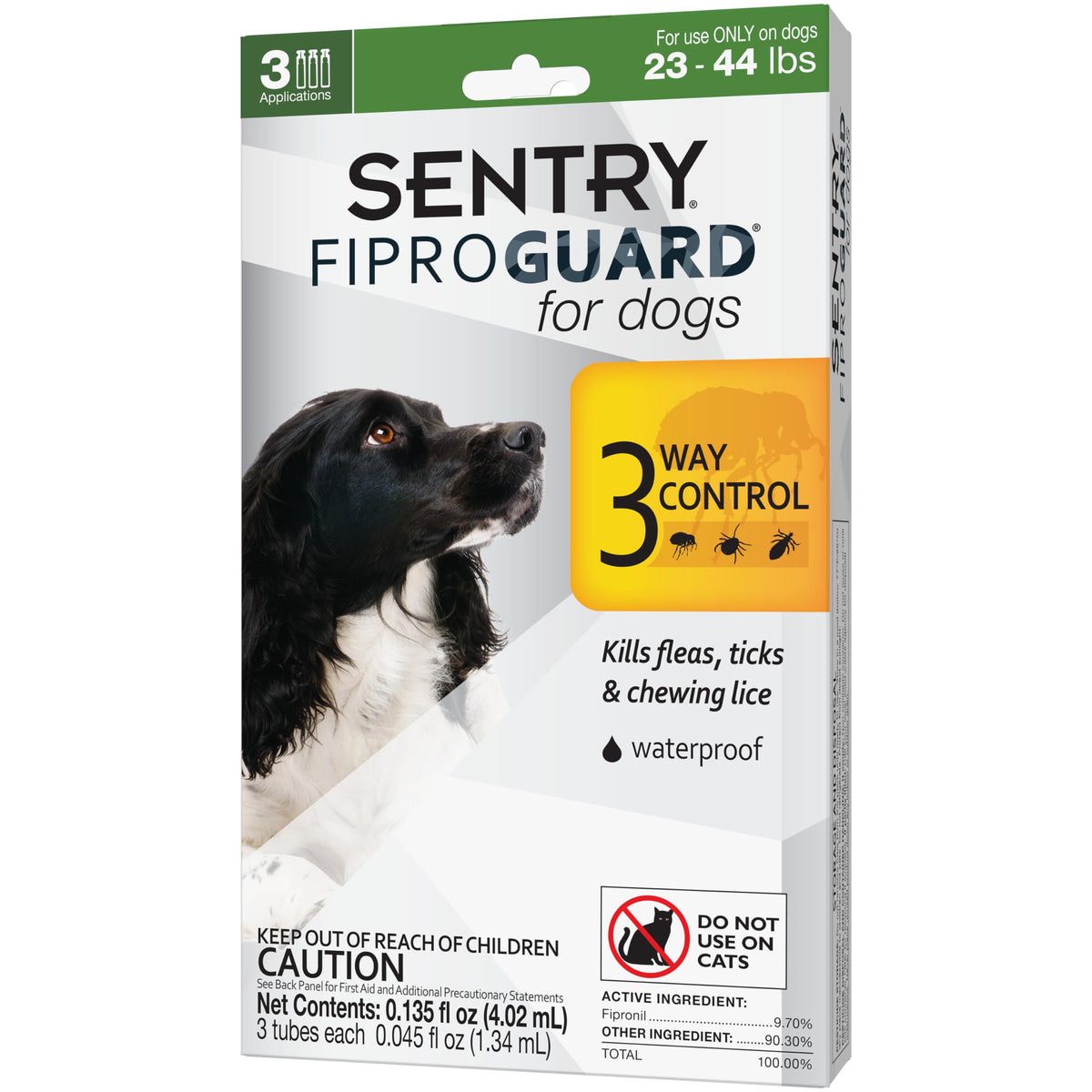 Fiproguard pour chien : application sur le dos, contrôle des puces et tiques.