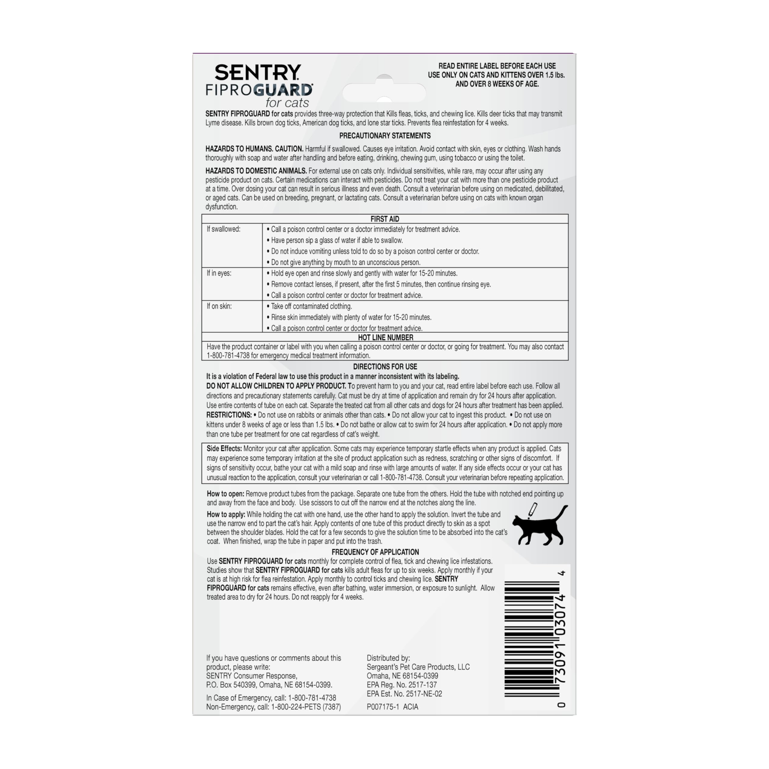 SENTRY FIPROGUARD emballage-impermeable et facilité d emploi.