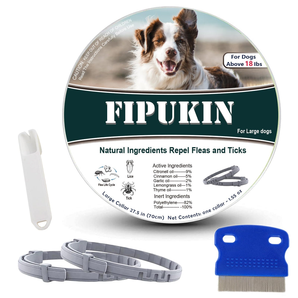 Collier Fipukin pour grands chiens — ensemble, protection continue contre puces et tiques.