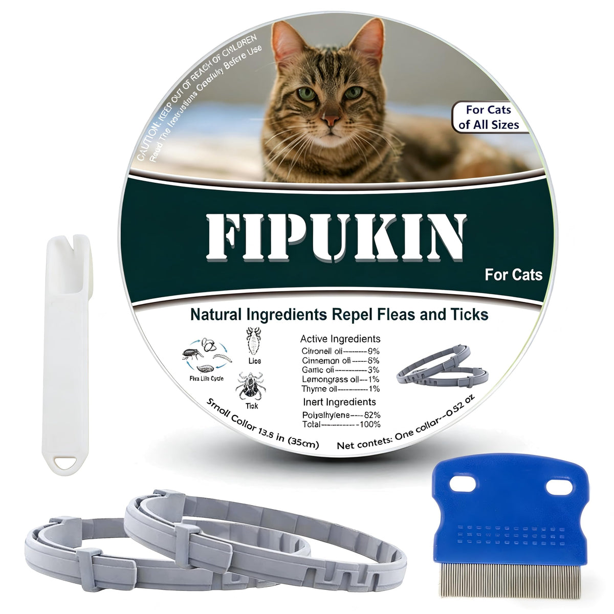 Le collier-puces-chat-naturel de Fipukin offre une protection naturelle durable.