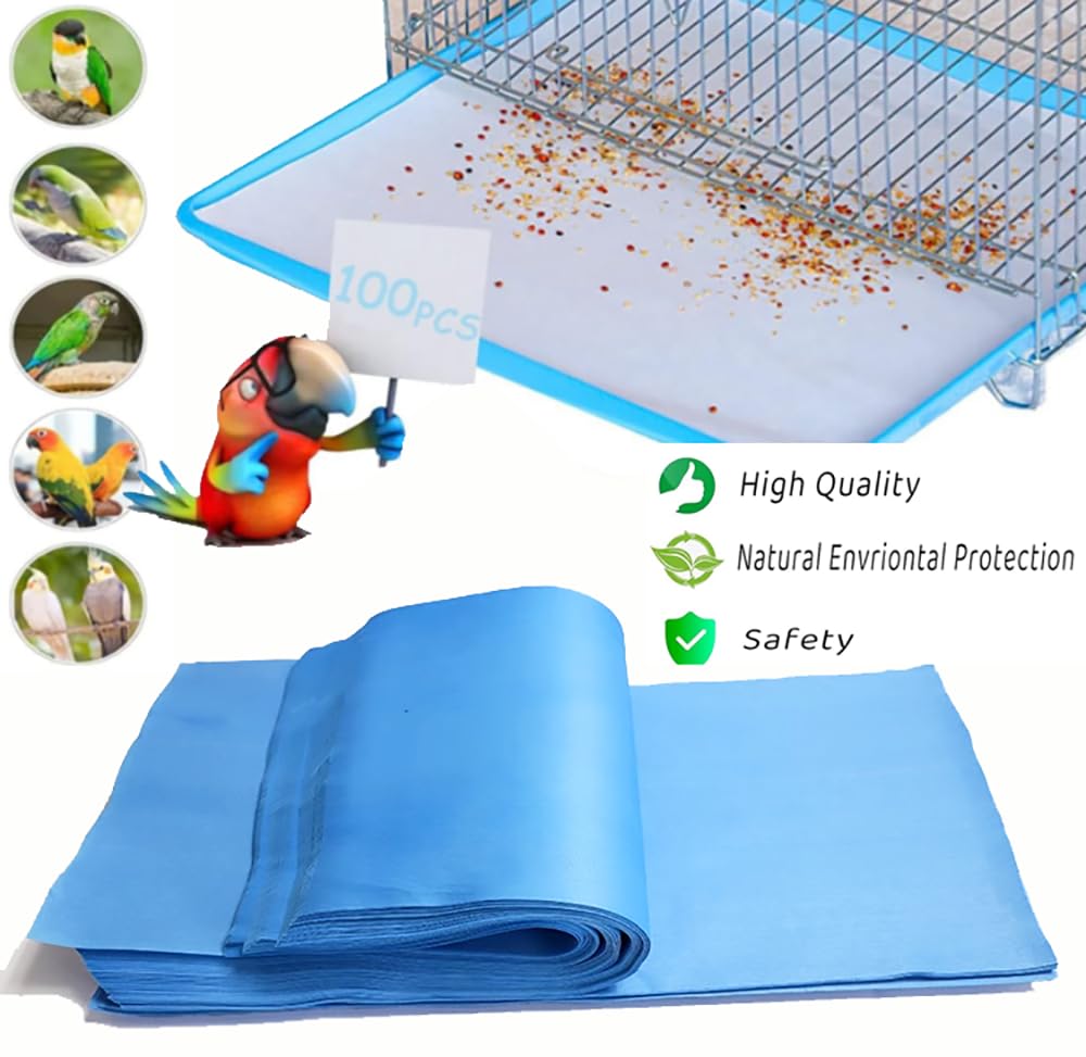 Papier cage bleu absorbant Firdnyohs prêt à l'emploi pour cages d'oiseaux.