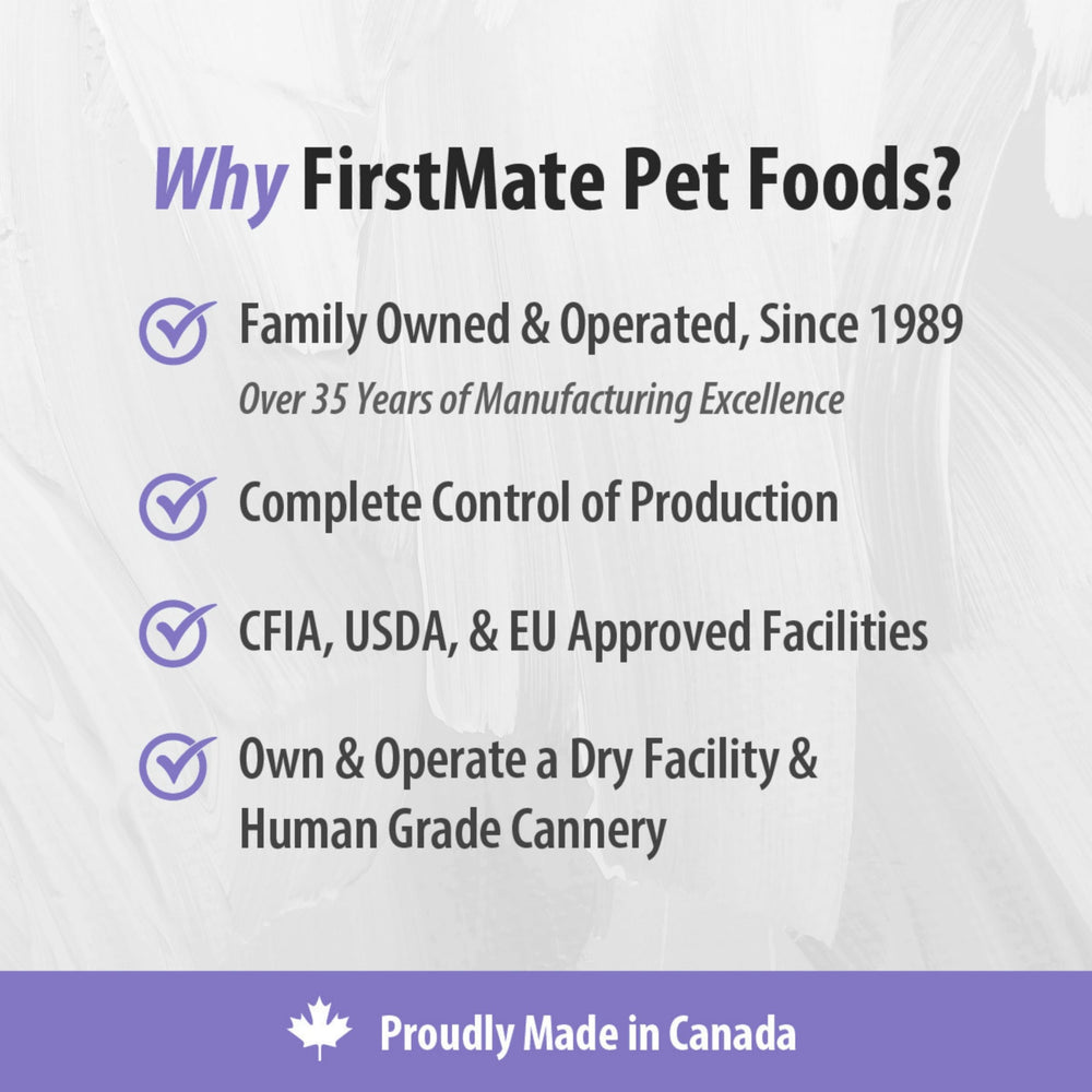 FirstMate croquettes sans grains – repas simple sans pois, lin ni poisson.
