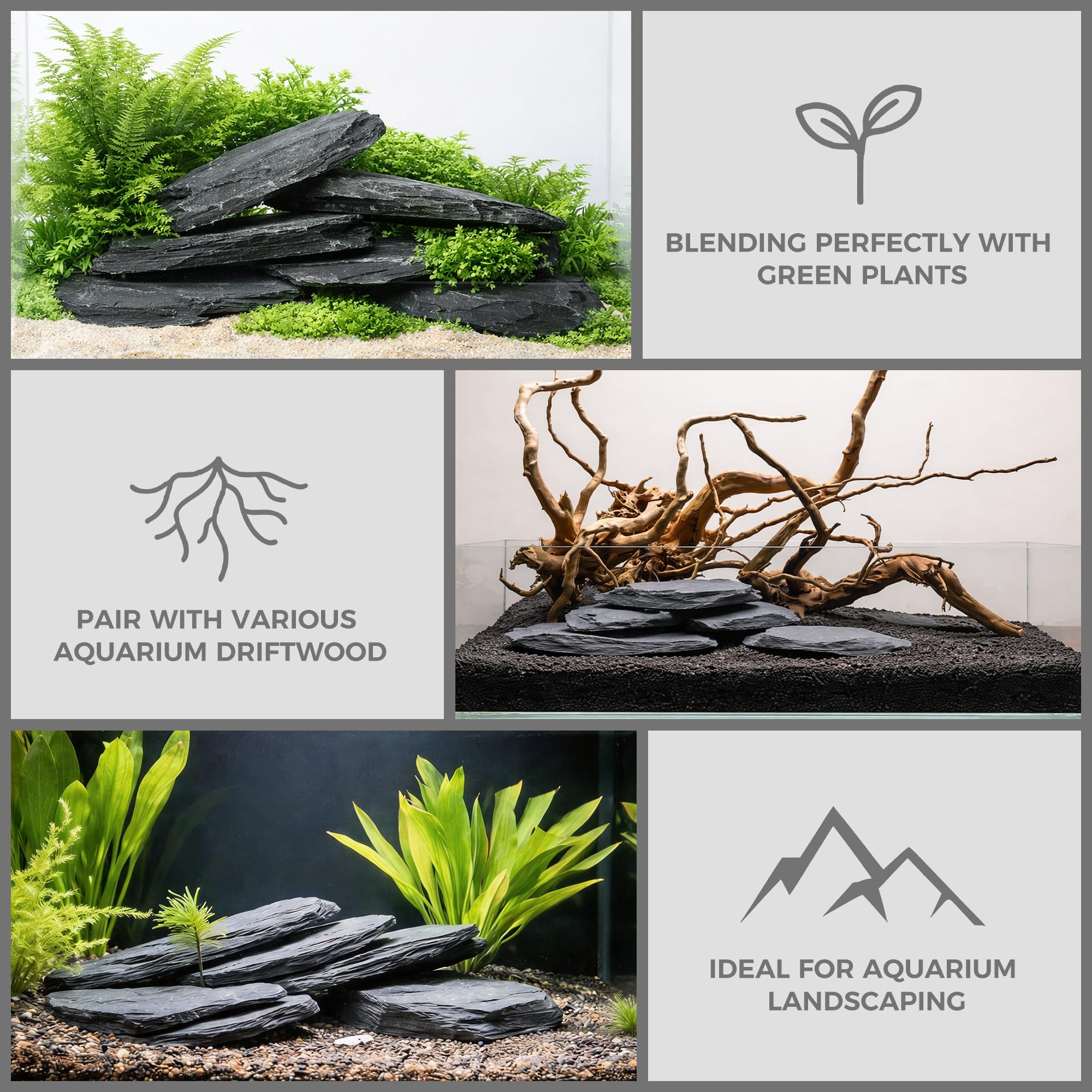 FISCAPE ardoise naturelle: base inerte et résistante pour aquarium planté