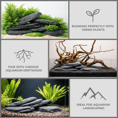 FISCAPE ardoise naturelle: base inerte et résistante pour aquarium planté