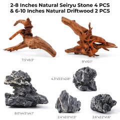 FISCAPE roches Seiryu 2-8 pouces, texture variée pour paysages subaquatiques réalistes.