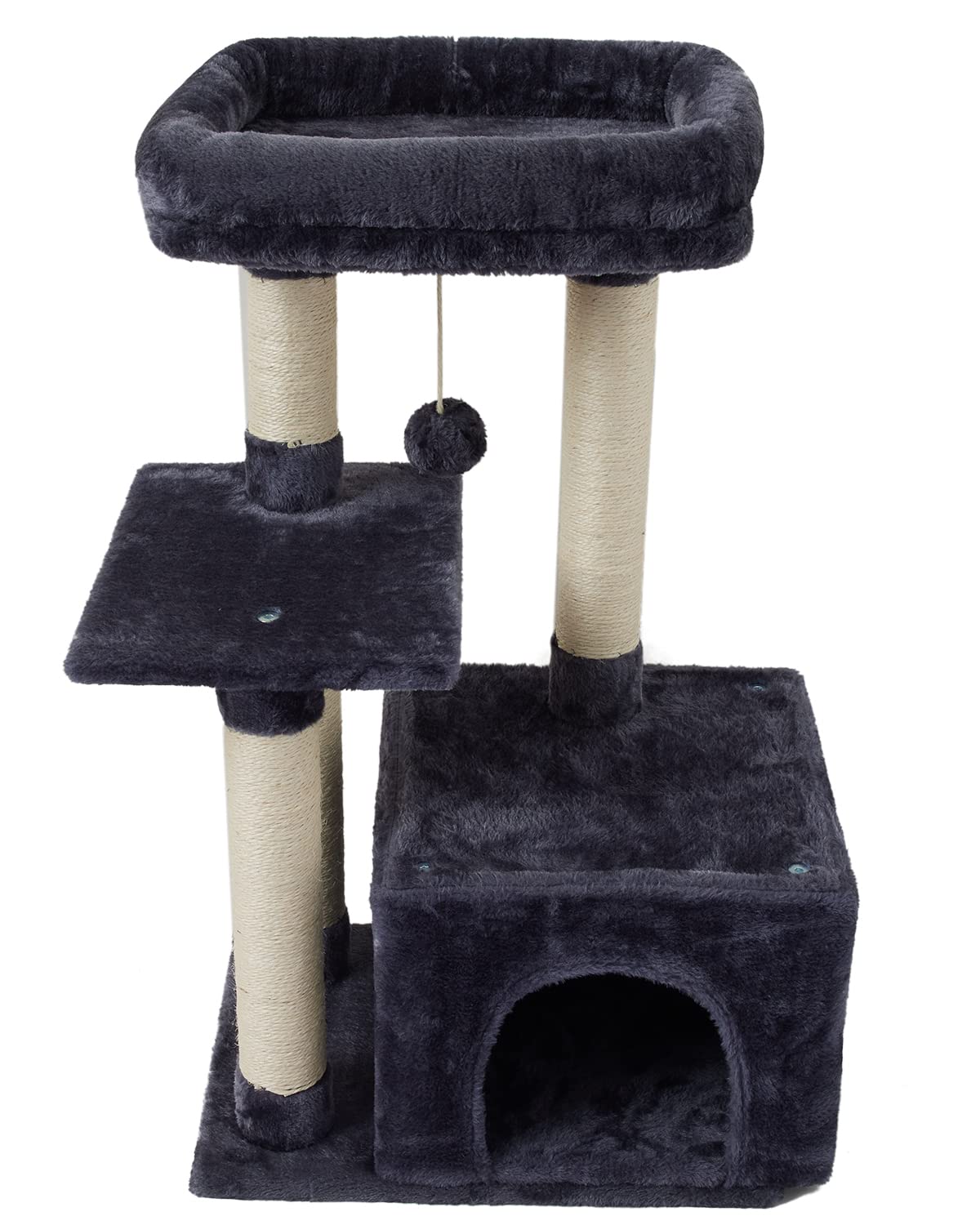 FISH&NAP Arbre chat base stable Smoky Grey, support solide pour jeux et repos