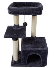 FISH&NAP Arbre chat base stable Smoky Grey, support solide pour jeux et repos