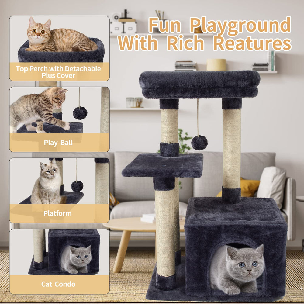 FISH&NAP Arbre chat peluche doux, allure chaleureuse et confort pour câlins