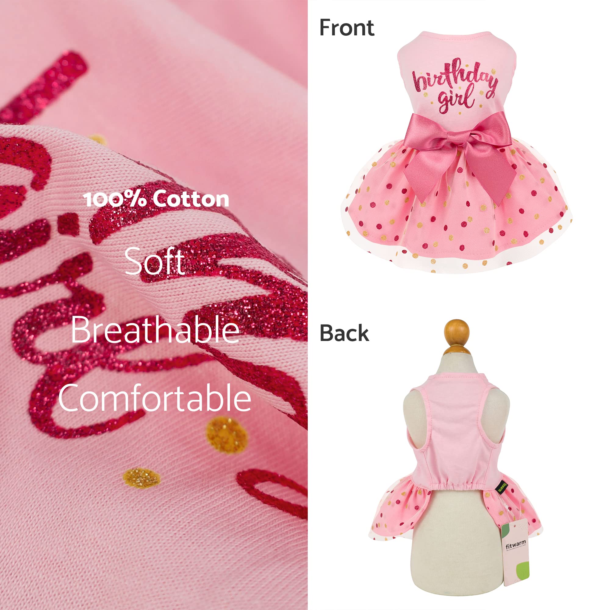 Détails nœud rose et robe Fitwarm pour petit chien