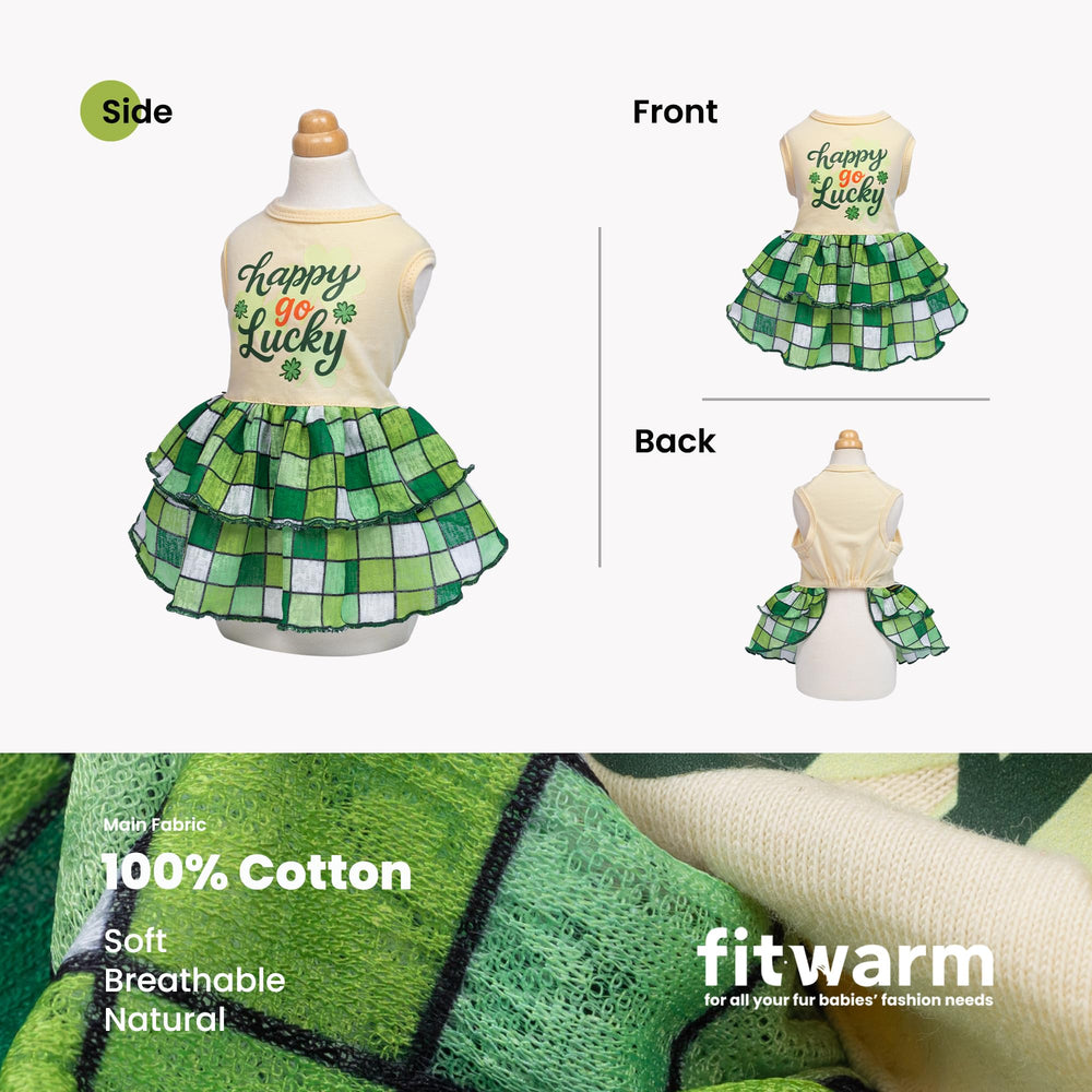 Robe Fitwarm imprimé trèfle, look festif pour séances photos.