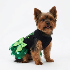 Robe Fitwarm pour petite chienne Saint-Patrick vert et noir