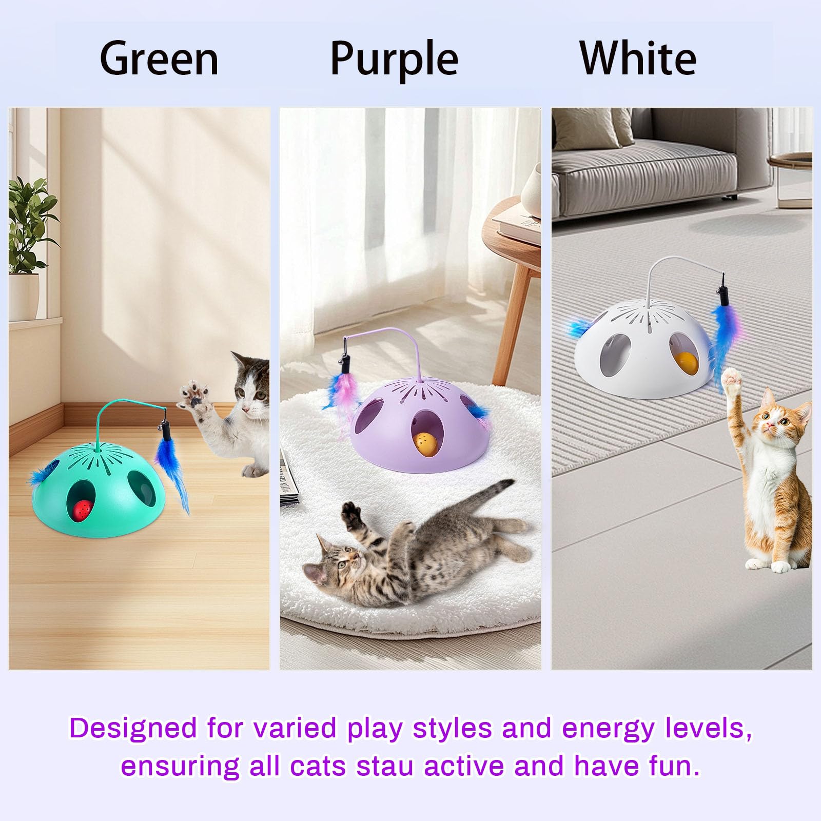Jouet FITWOWFIT silencieux, idéal pour chats timides et soirées calmes.