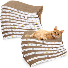 Fiwochic planche à griffes en carton ondulé avec design chat blanc, parfaite pour petits espaces.