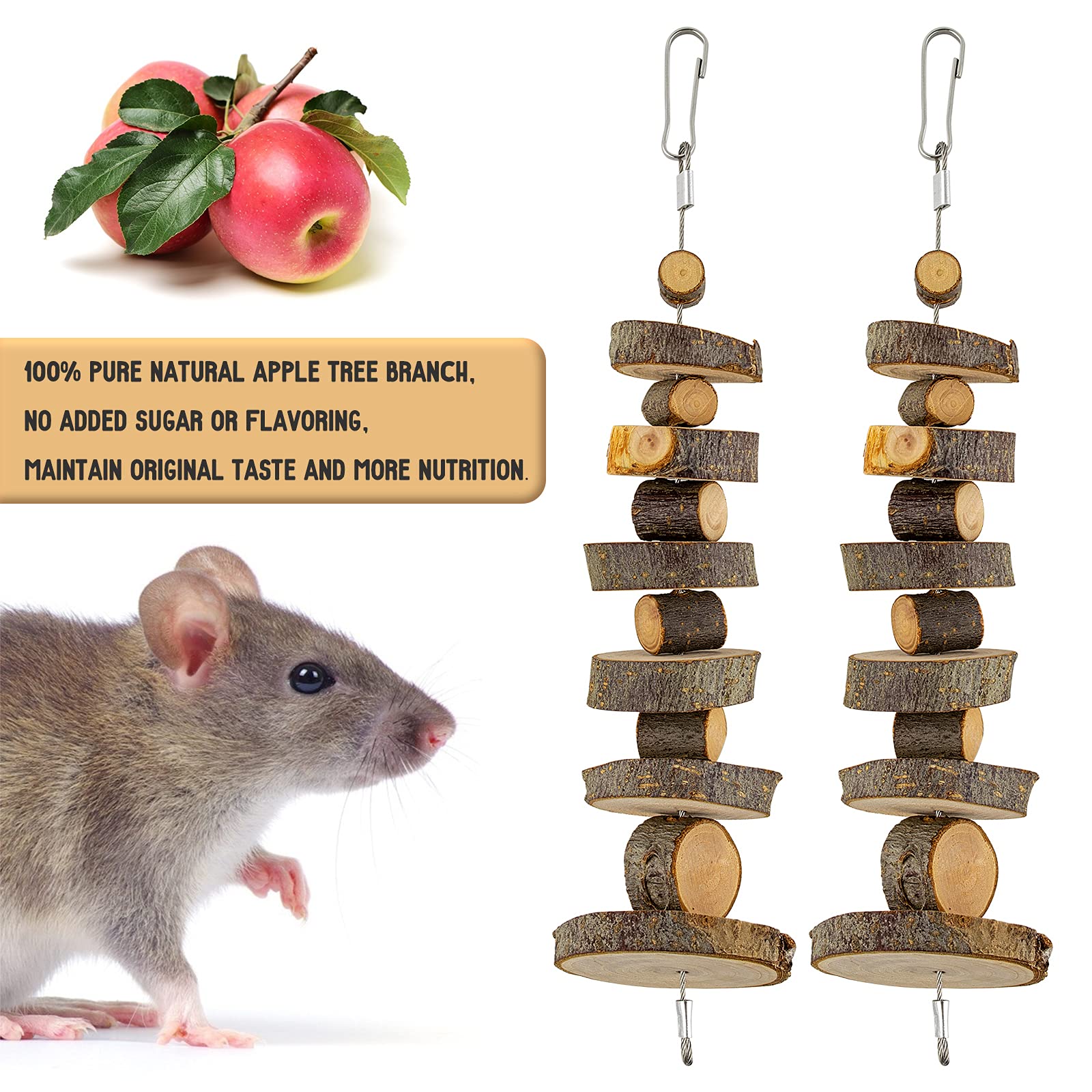 Jouet bois pomme suspendu dans la cage FJNATINH, occupe l’animal.