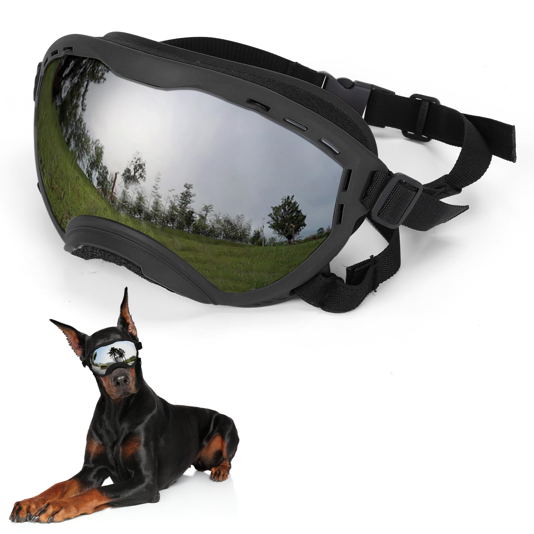 Flantor lunettes chien protection UV, parfaites pour les balades en plein soleil.