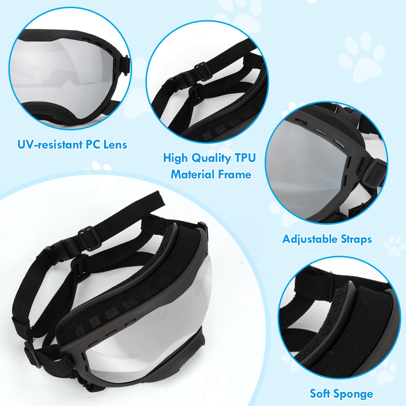 Flantor lunettes chien vents respirants, gardent le chien au frais pendant l’activité.