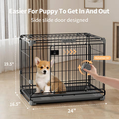 FLARUZIY cage chien 24 pouces noir, bac amovible facilite le nettoyage