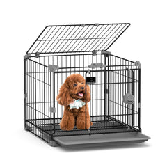FLARUZIY cage chien 24 pouces noir avec porte double, securite et confort