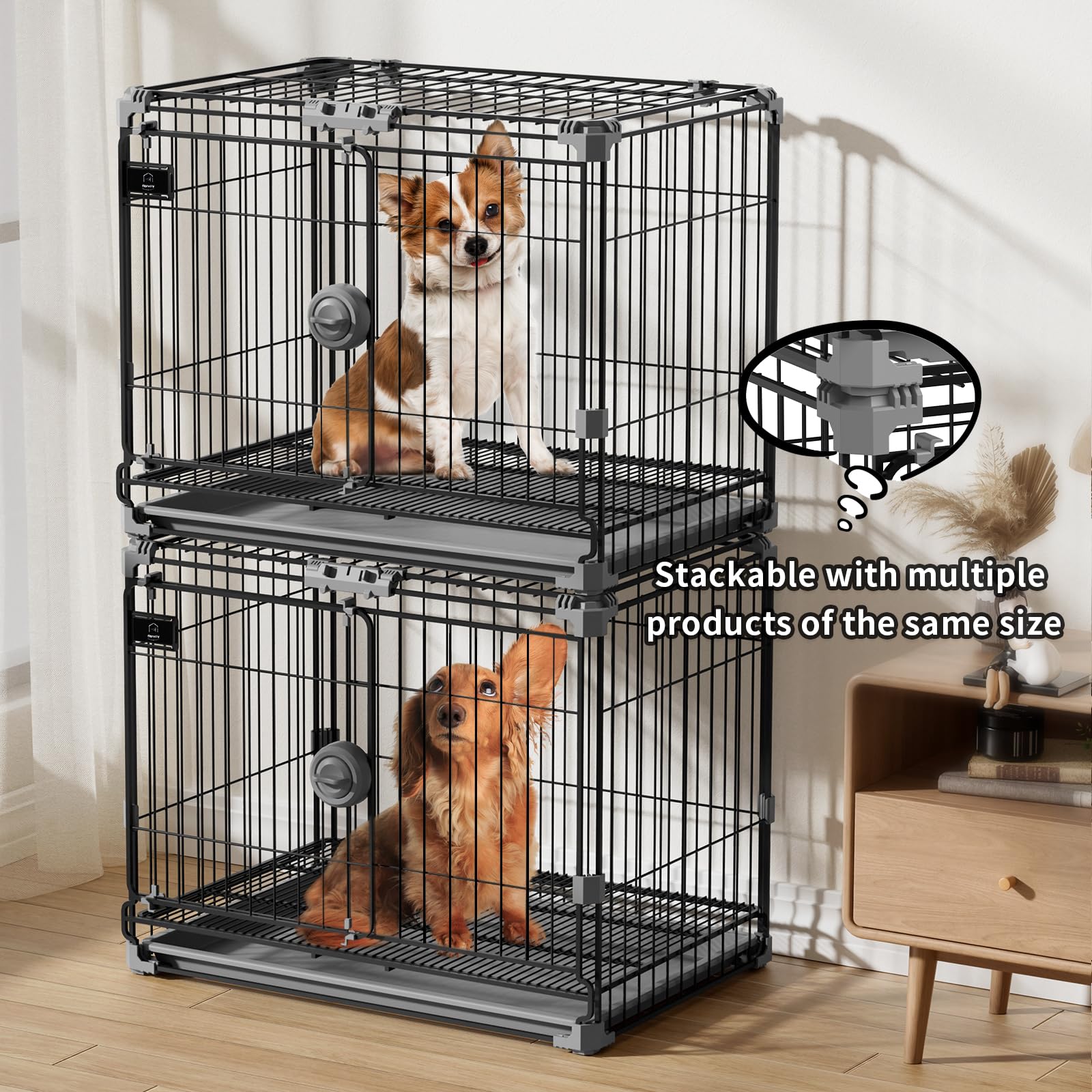 FLARUZIY cage chien 24 pouces, etagere amovible pour entretien rapide