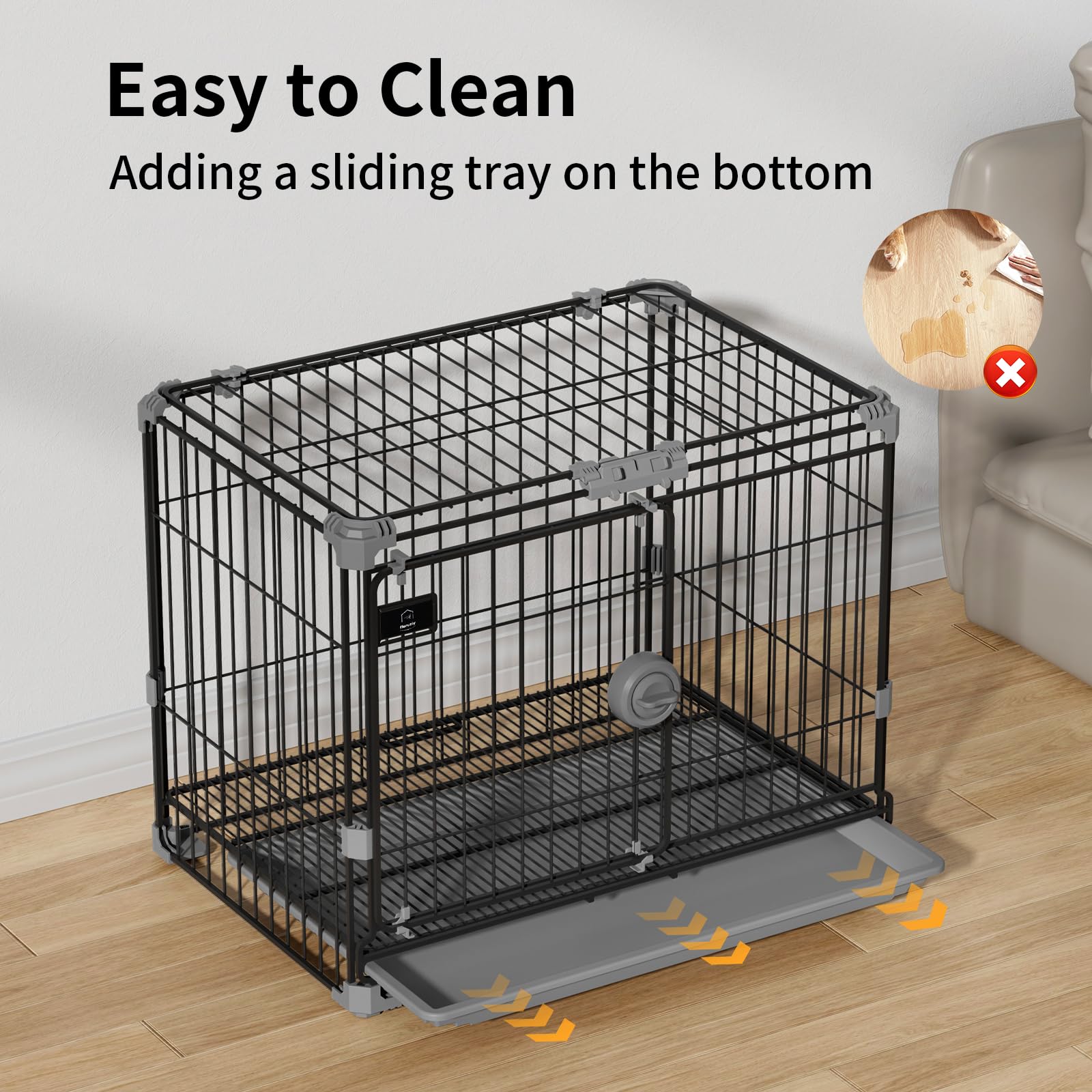 FLARUZIY cage chien metallique noir, design compact et facile a transporter