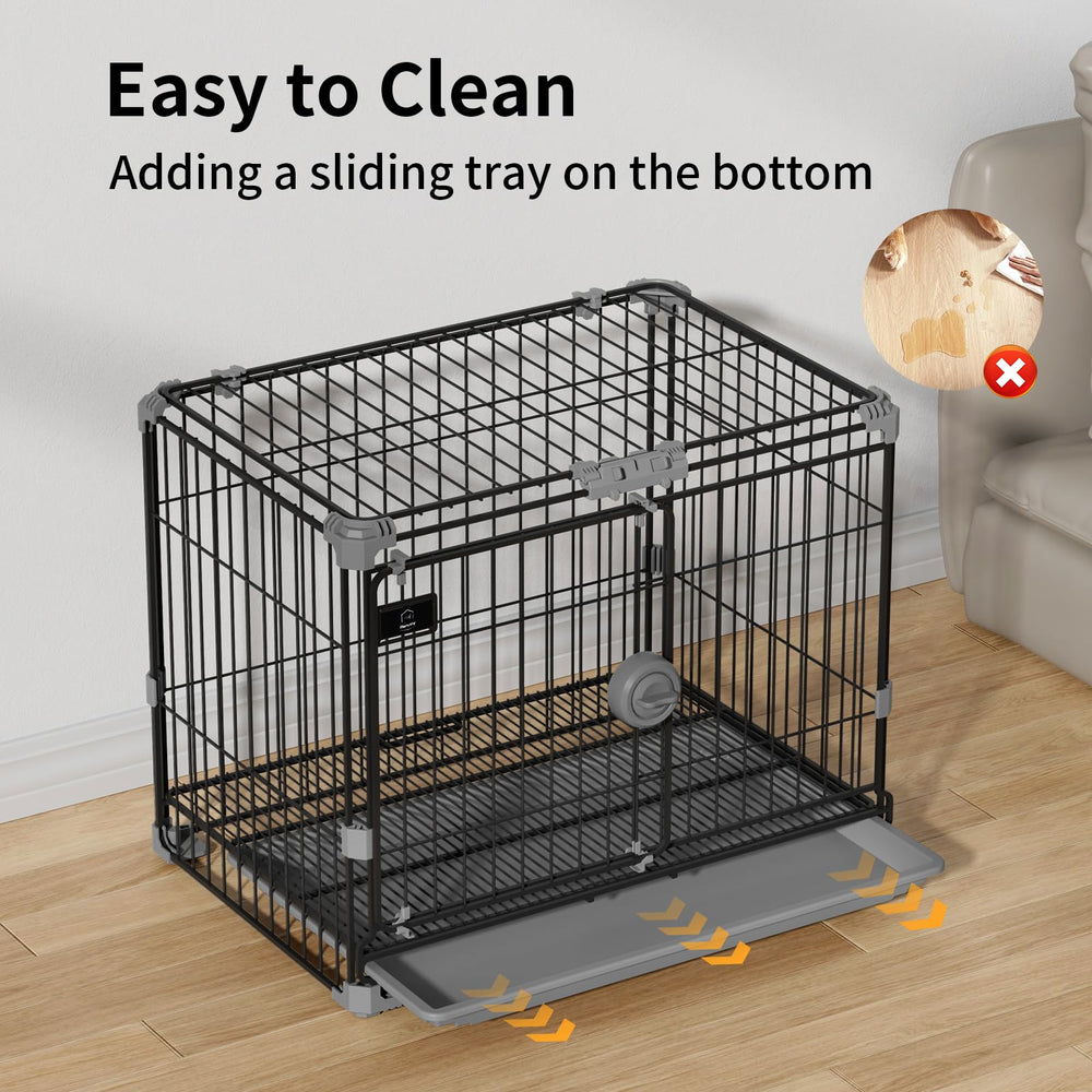 FLARUZIY cage chien metallique noir, design compact et facile a transporter