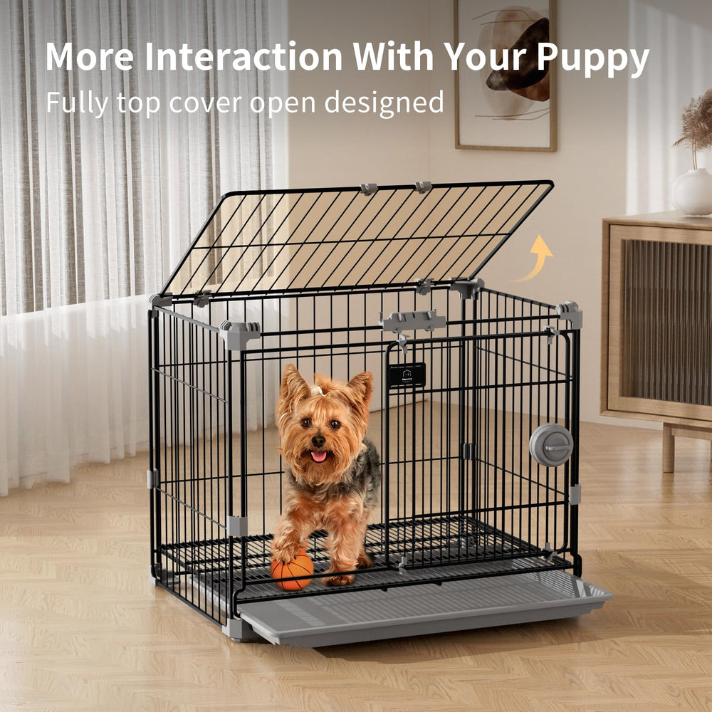 FLARUZIY cage chien 24 pouces, porte coulissante avant pour accessibilite