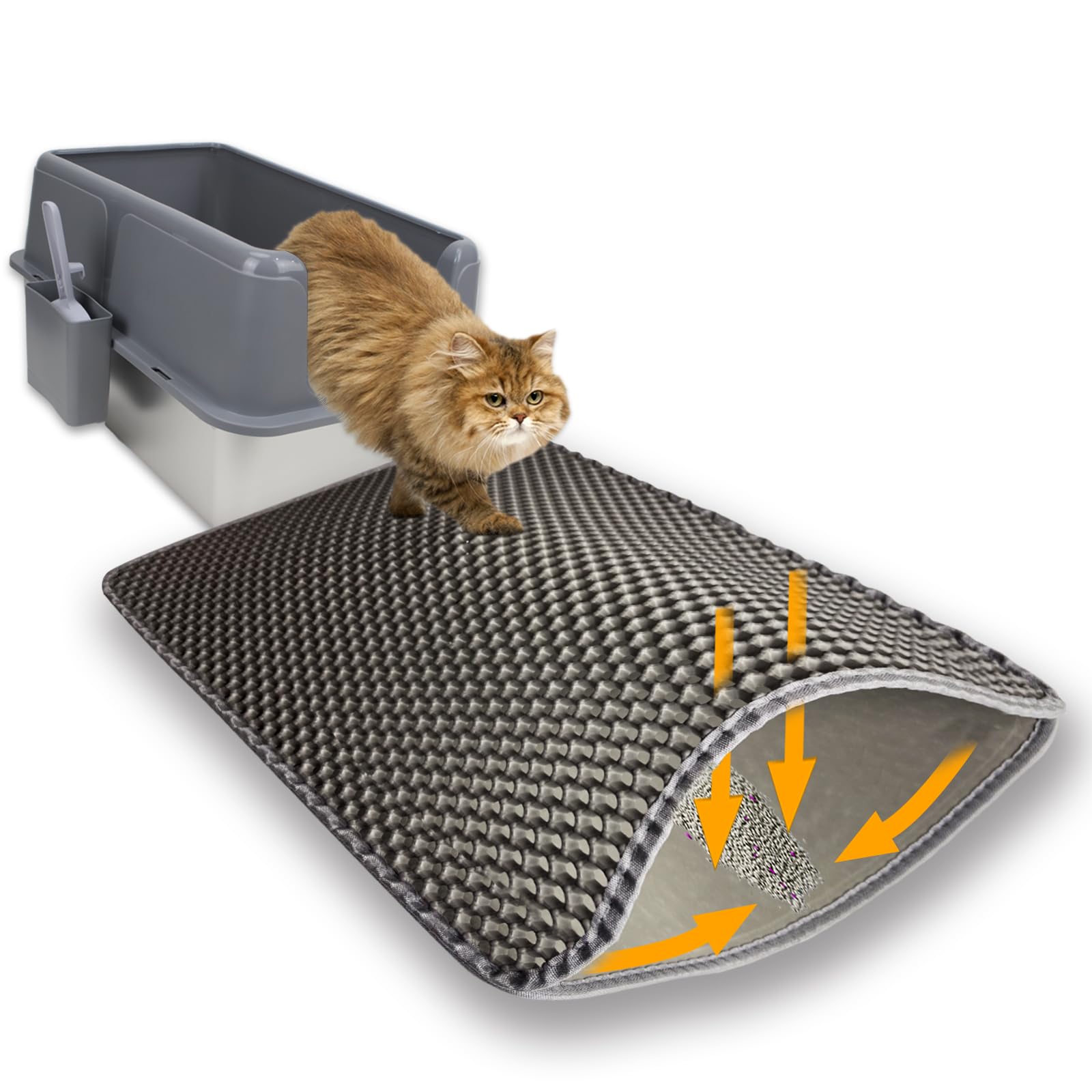 Flasidu tapis litière double couche – aperçu, capture les débris sous les pattes.