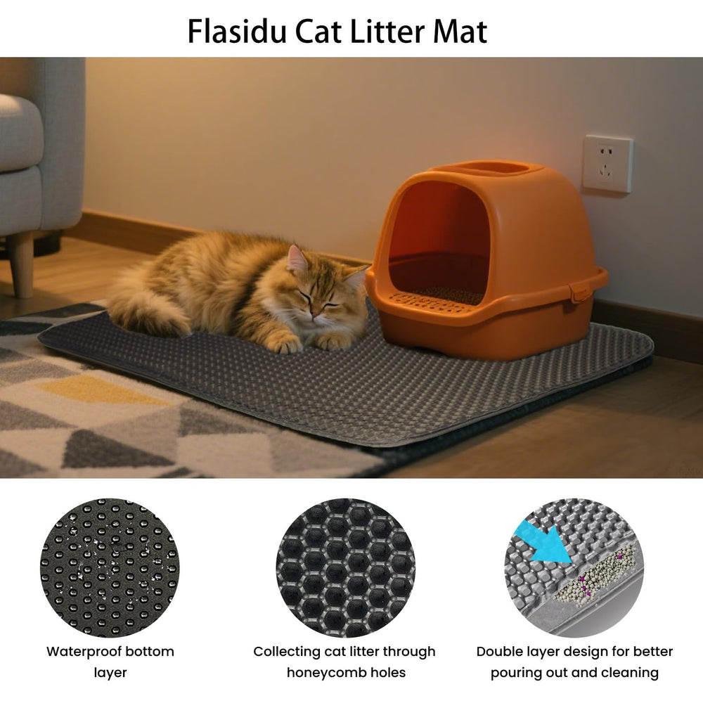 Flasidu tapis litière double couche – trappe litière efficace, évite les salissures.
