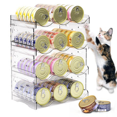 Flenpptly organise les boîtes chat, 4 étages, accès facile et rangement visuel.