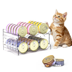 Flenpptly organisateur de conserves pour chat, deux étages, visibilité des saveurs.