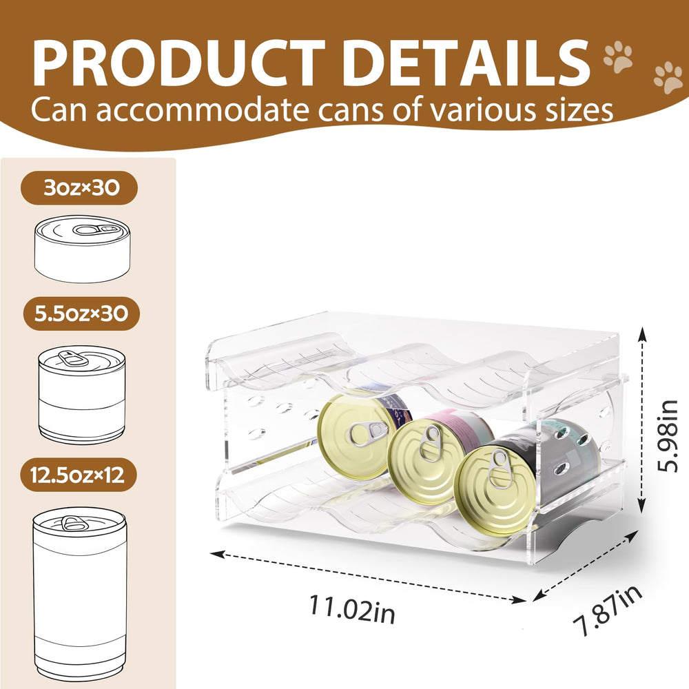 Flenpptly organisateur de conserves pour chat, trois étages, accès rapide aux boîtes 3 oz.