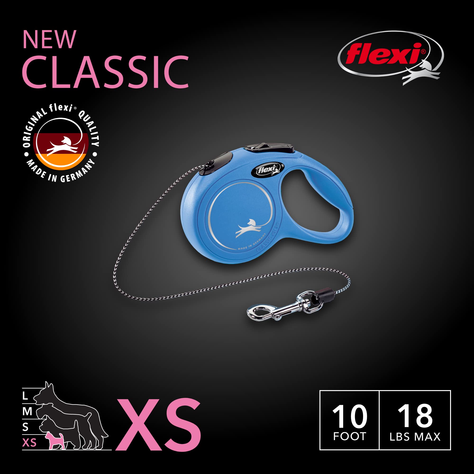 FLEXI Classic XS en action avec frein à une main pour un contrôle rapide.