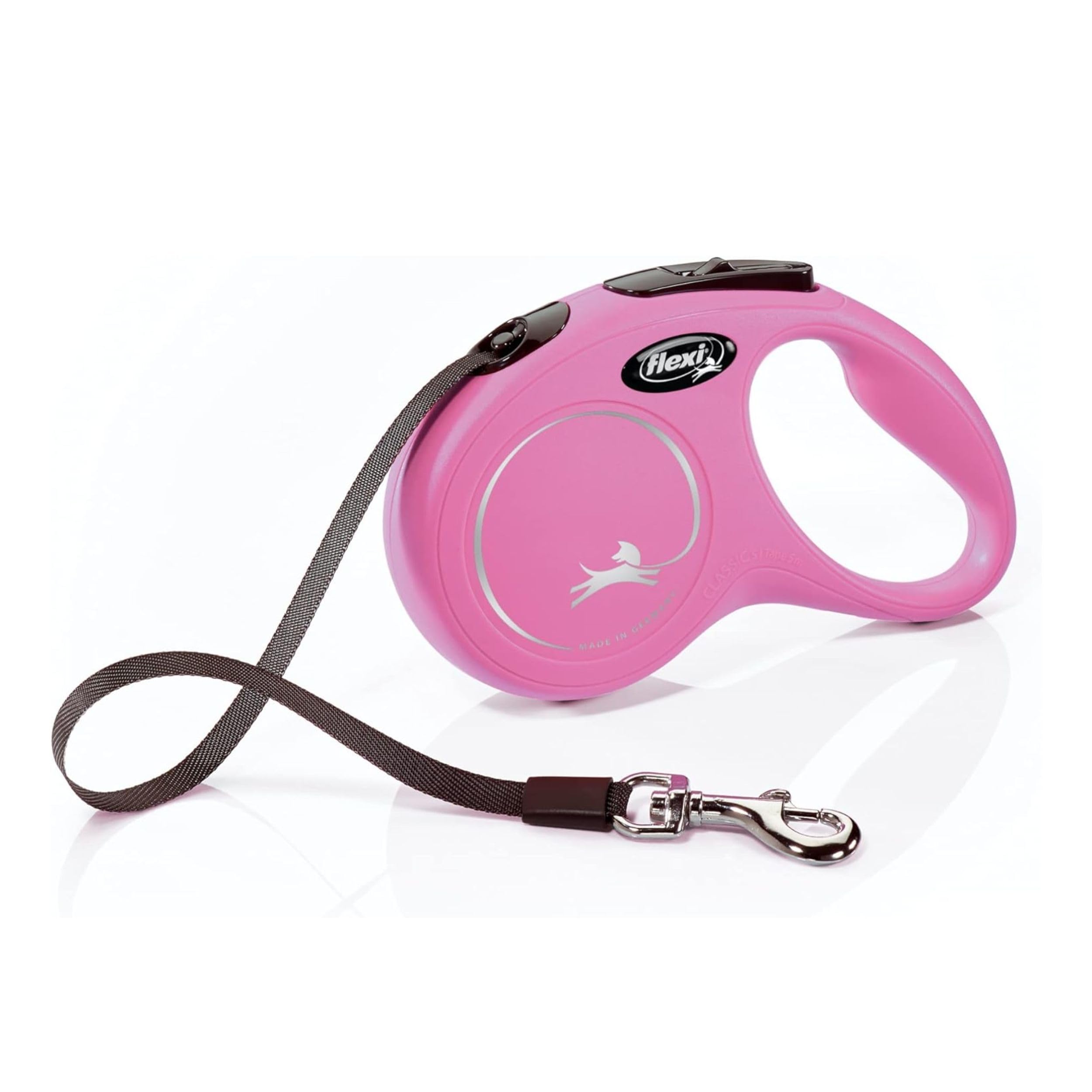FLEXI Classic XS rose, laisse compacte adaptée aux petits chiens.
