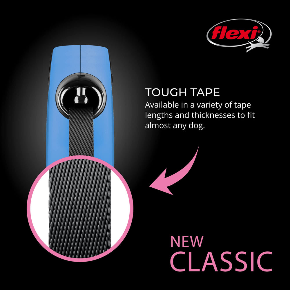 Flexi corde extensible robuste bleu pour petit chien, liberte surveillee.