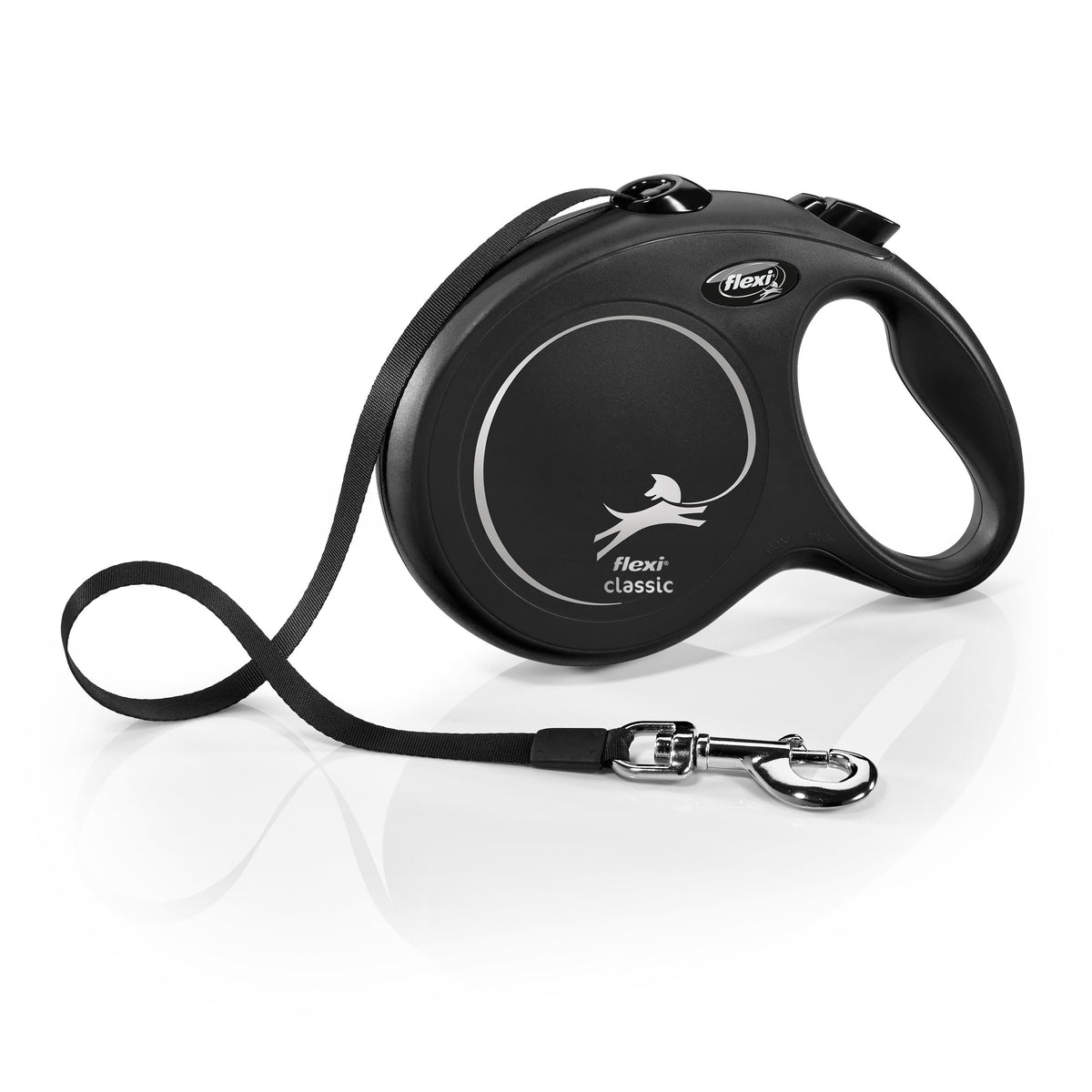 Laise FLEXI New Classic Tape pour grands chiens, 26 ft noire, sécurité accrue.