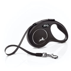 FLEXI Nouvelle Classic: bande 16 pieds noire, pour des promenades sans enchevêtrements et contrôle fluide.
